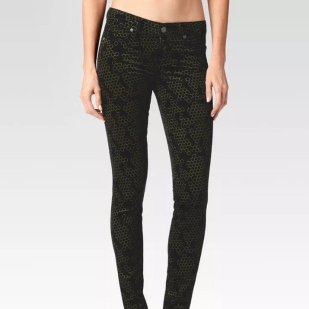 Paige USA NEW Velvet Verdugo Honeycomb Ultra Skinny Jeans Black Gold Womens 🎉HP - Picture 3 of 15